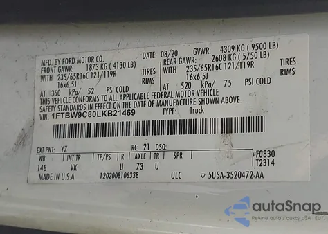 2020 Ford Transit-350 from USA, damaged, VIN 1FTBW9C80LKB21469